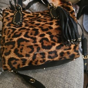 Michael Kors Leopard and Black Shoulder Bag